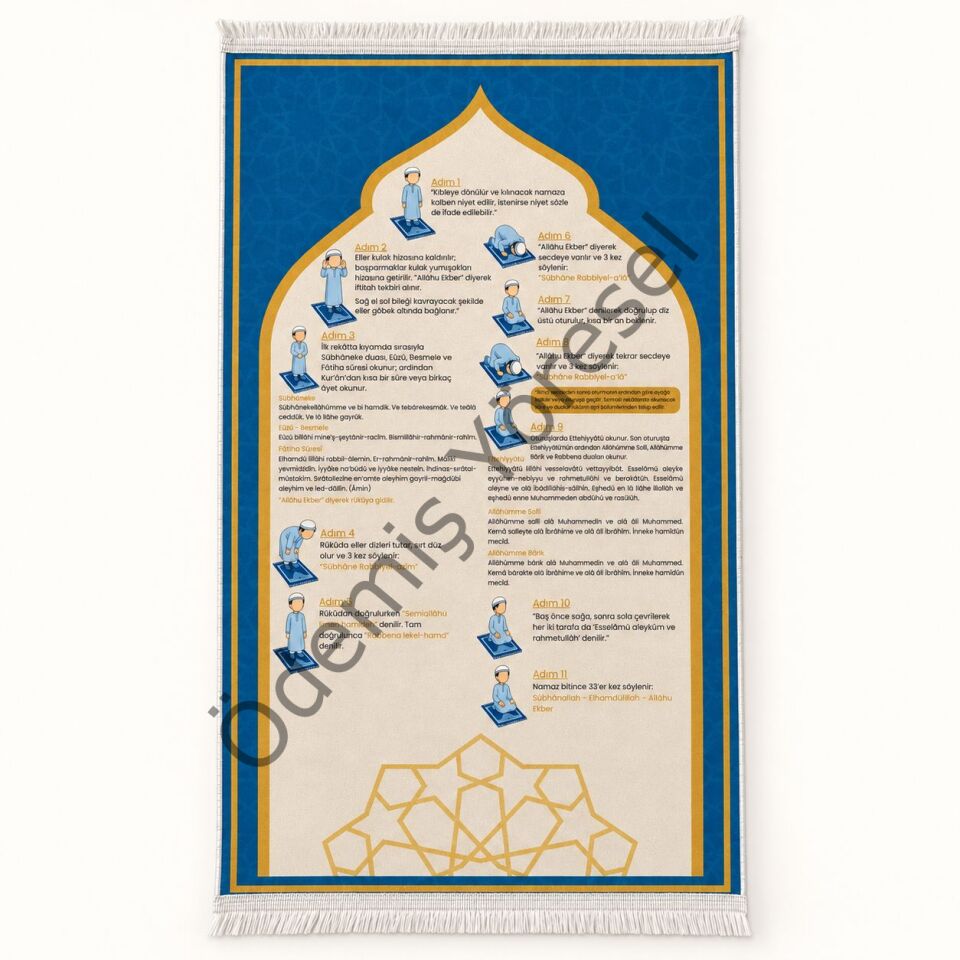Eğitici Kadife Namaz Seccadesi Hediye Namaz Rehberi